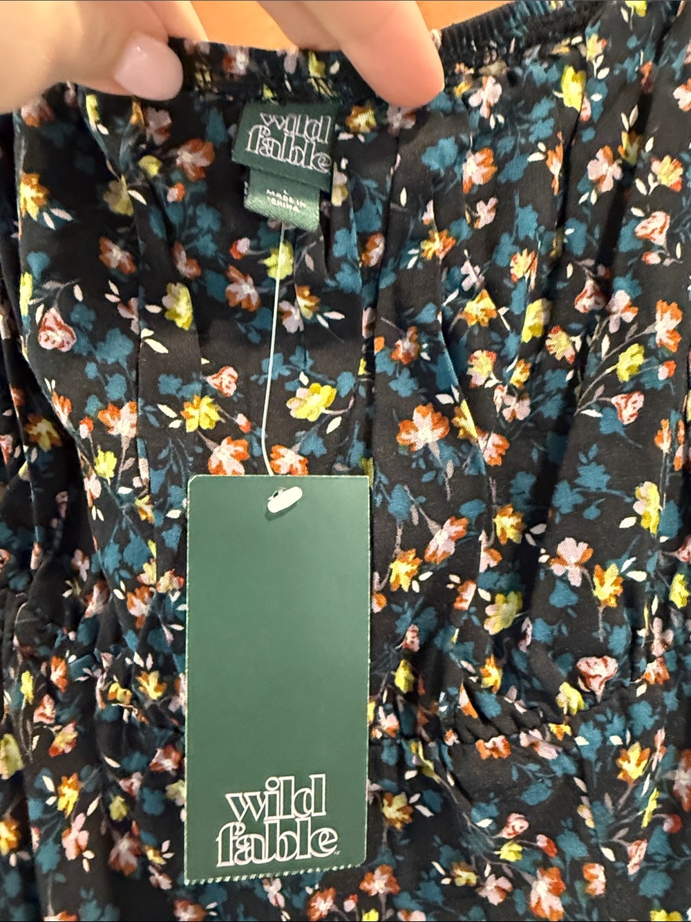 wild fable Black Floral Puff Sleeve Mini Dress - Picture 2 of 6